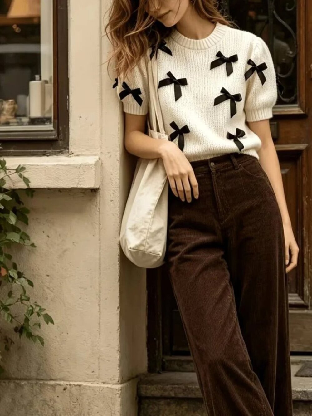 Afternoon Tea Bow Detail Puff Sleeve Sweater